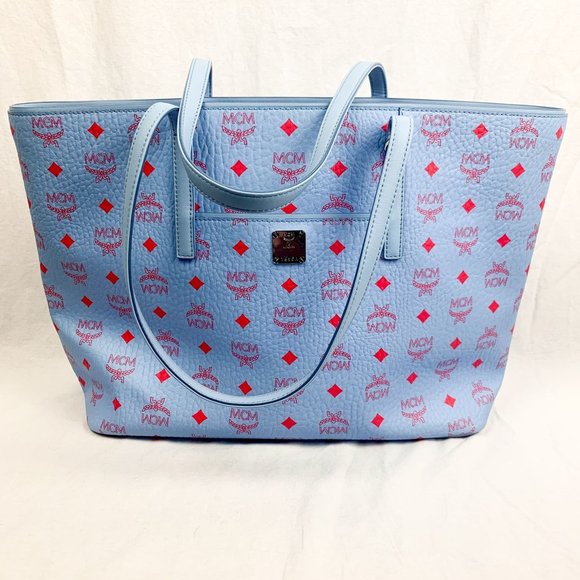 blue and pink mcm bag